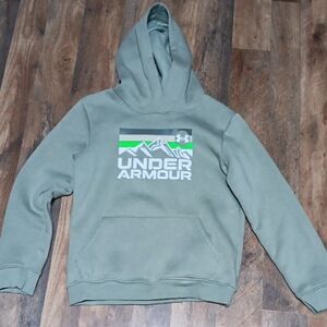 Under Armour Kids Green Hoodie with Mountain Graphic